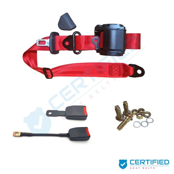 red 3 point seat belt universal fitting